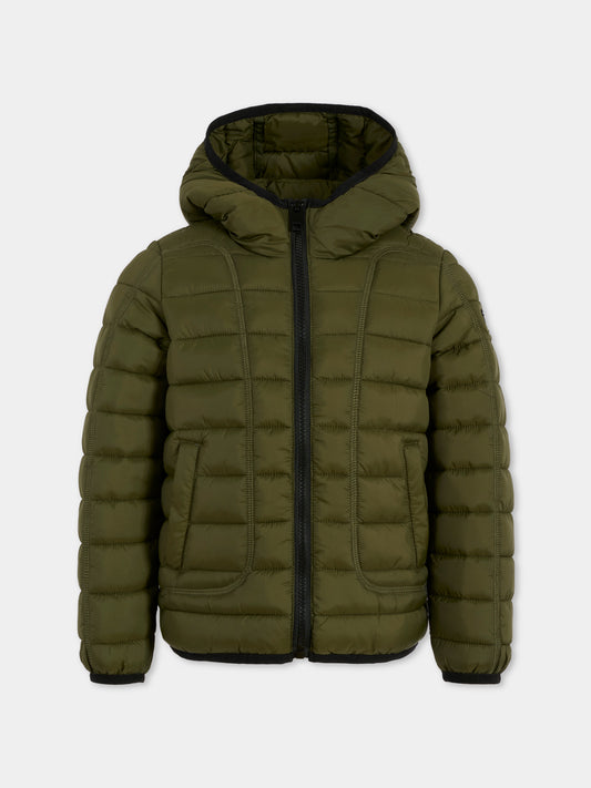 Piumino verde per bambino con logo,Diesel,J02425-KXBRD-K513