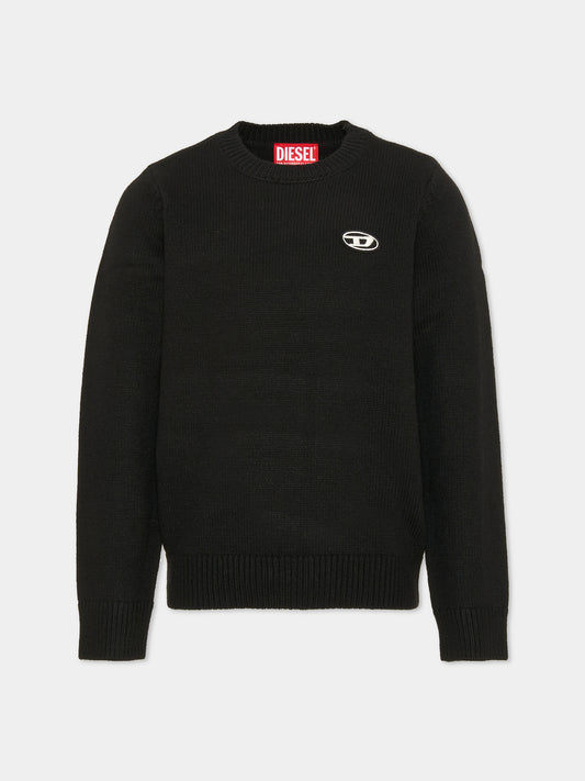 Pull noir pour garçon avec logo