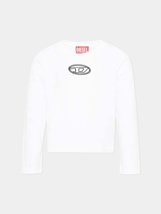 T-shirt blanc pour fille avec logo