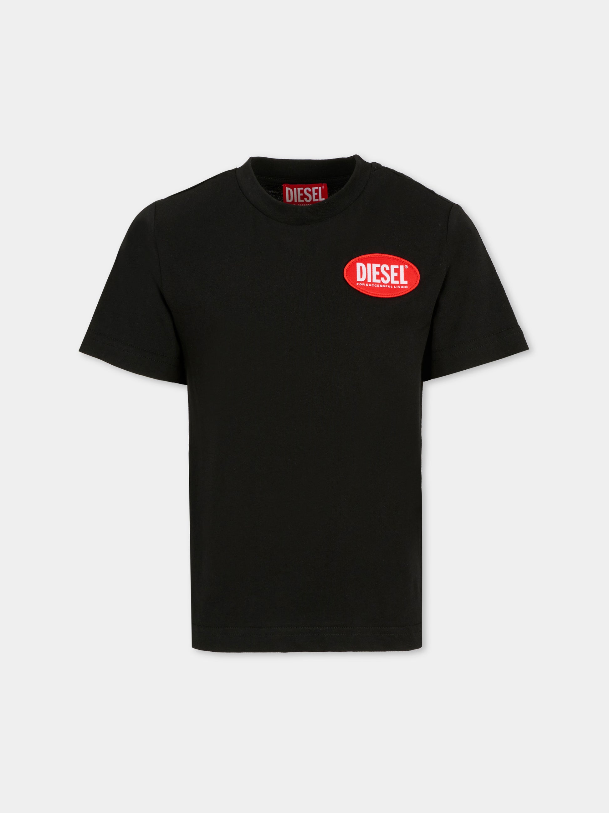 T-shirt nera per bambino con logo,Diesel,J02469-KYAUN-K900