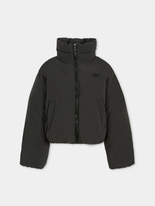 Doudoune courte noire pour fille avec logo