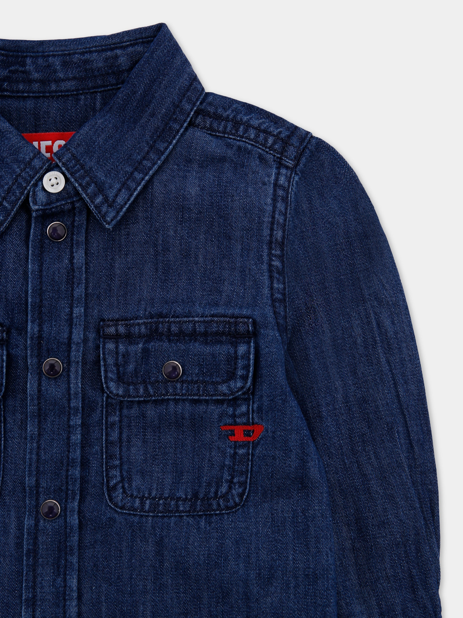 Camicia denim per neonato con logo,Diesel,K00546-KXBN8-K01