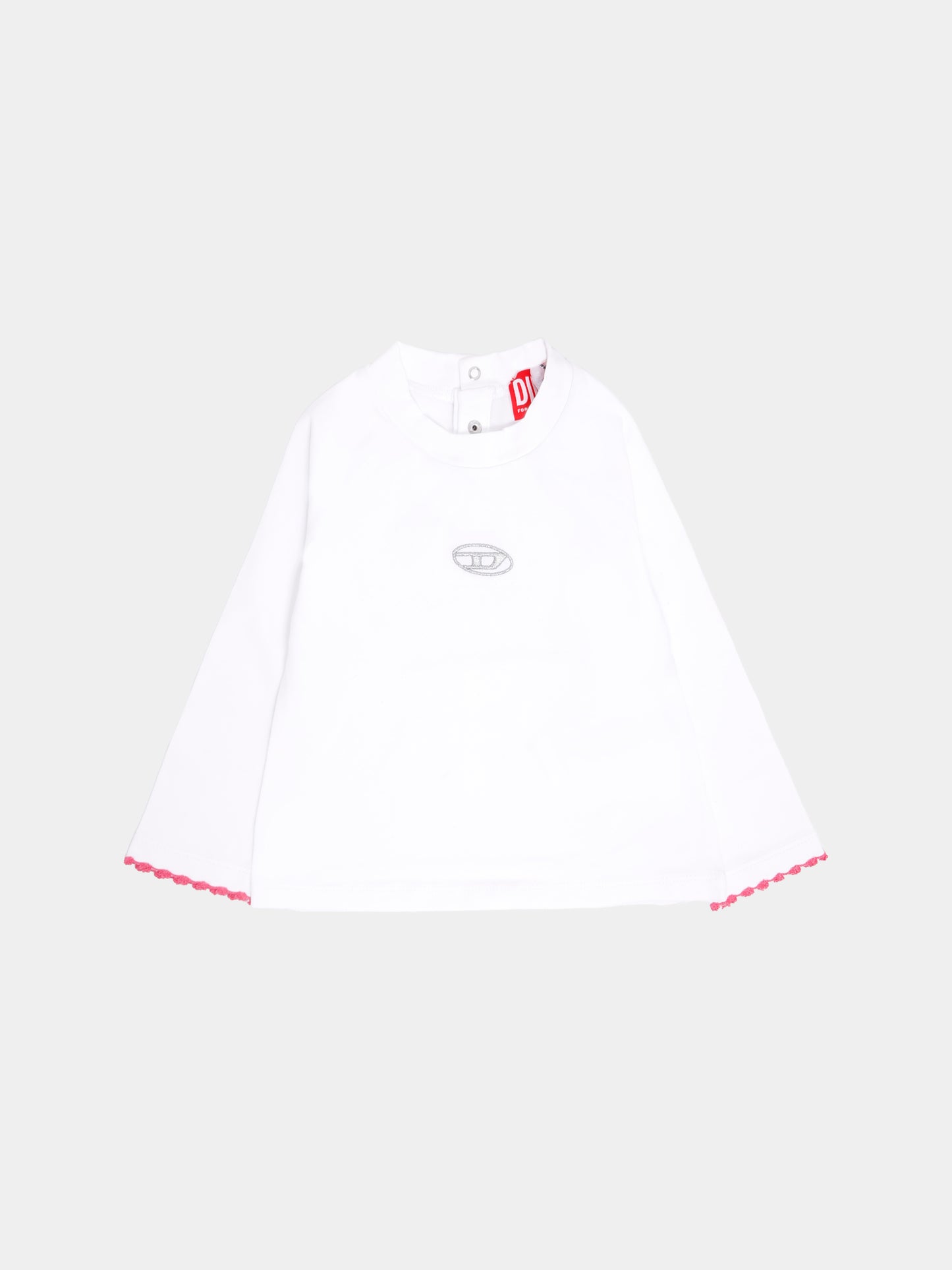 T-shirt bianca per neonata con logo,Diesel,K00675-0AFAA-K100