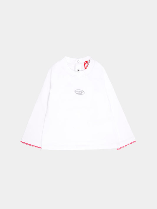 T-shirt bianca per neonata con logo,Diesel,K00675-0AFAA-K100