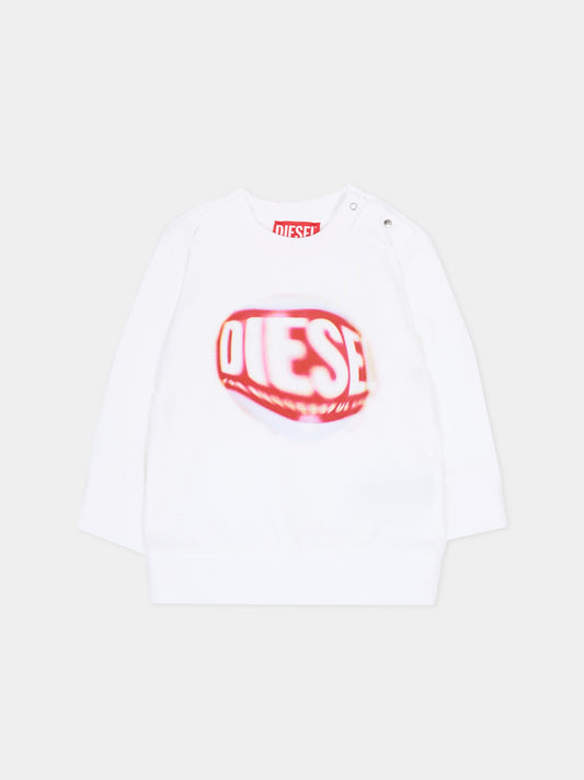 Felpa bianca per neonato con logo,Diesel,K00701-KYAVF-K100