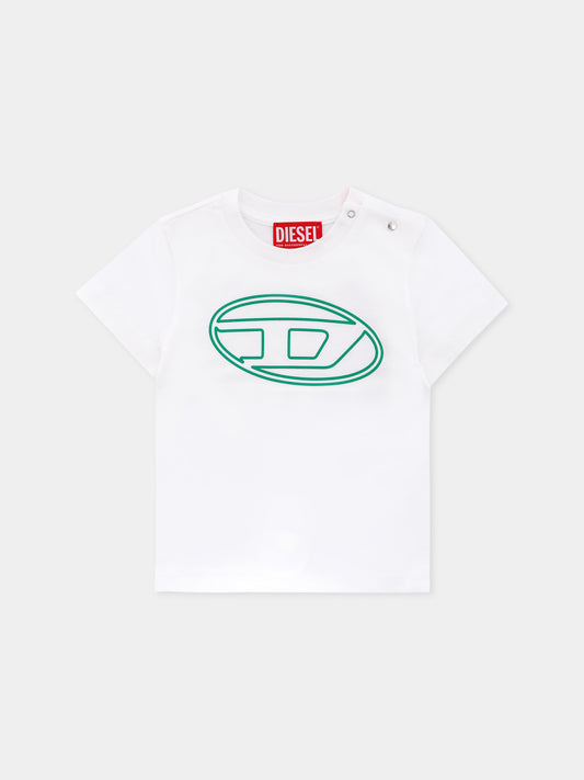 T-shirt bianca per neonato con logo,Diesel,K00708-00YI9-K1412