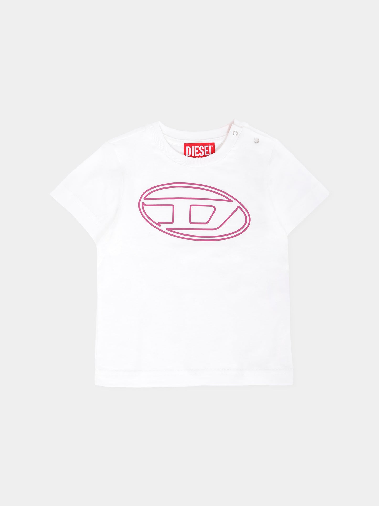 T-shirt bianca per neonata con logo,Diesel,K00708-00YI9-K1413