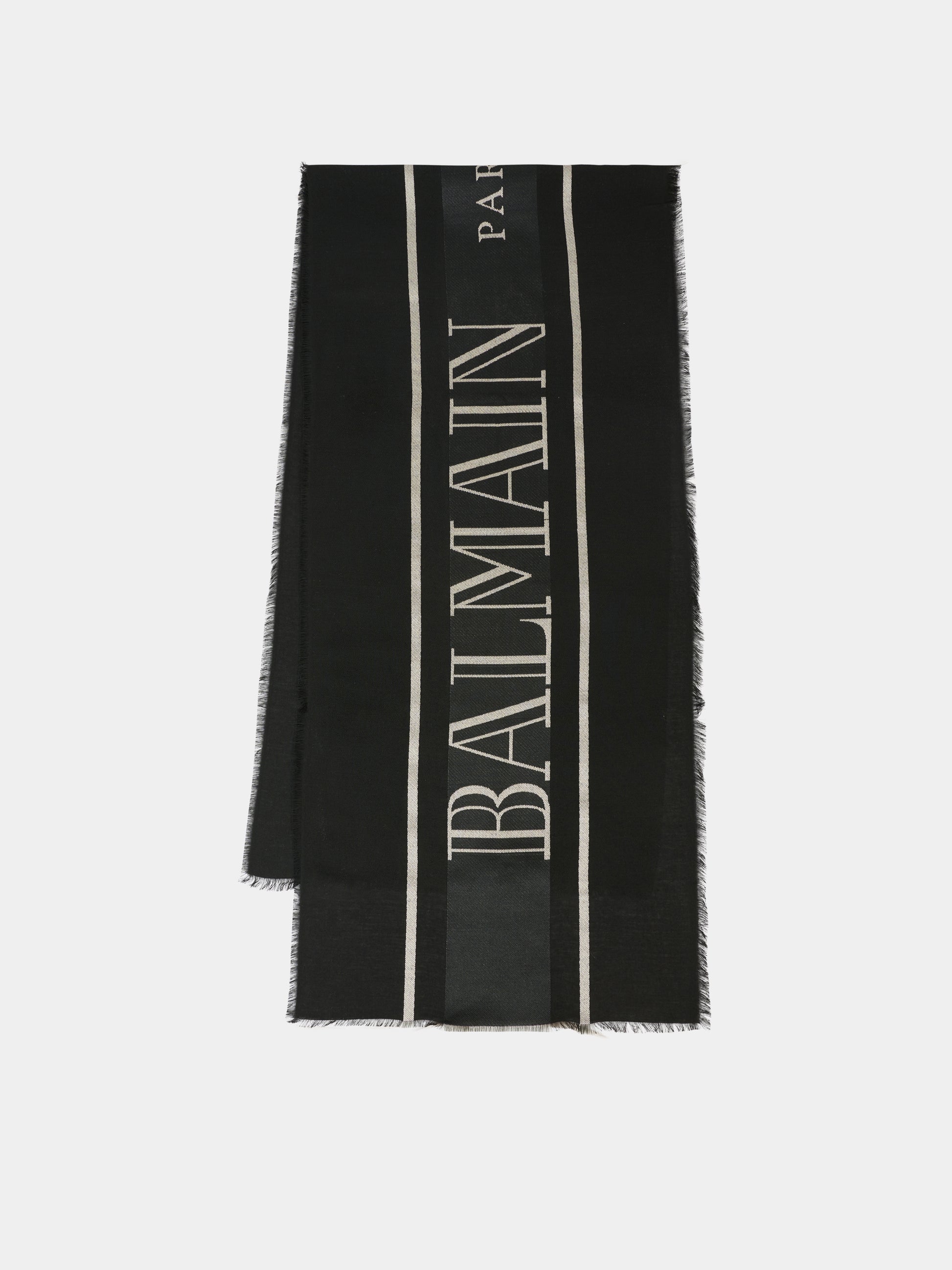 Sciarpa nera per bambini con logo,Balmain Kids,BX0B23-Z3392 930AV