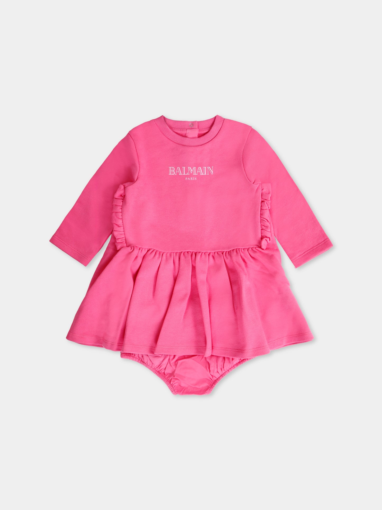 Vestito rosa per neonata con logo,Balmain Kids,BX1080-Z3183 51PRS