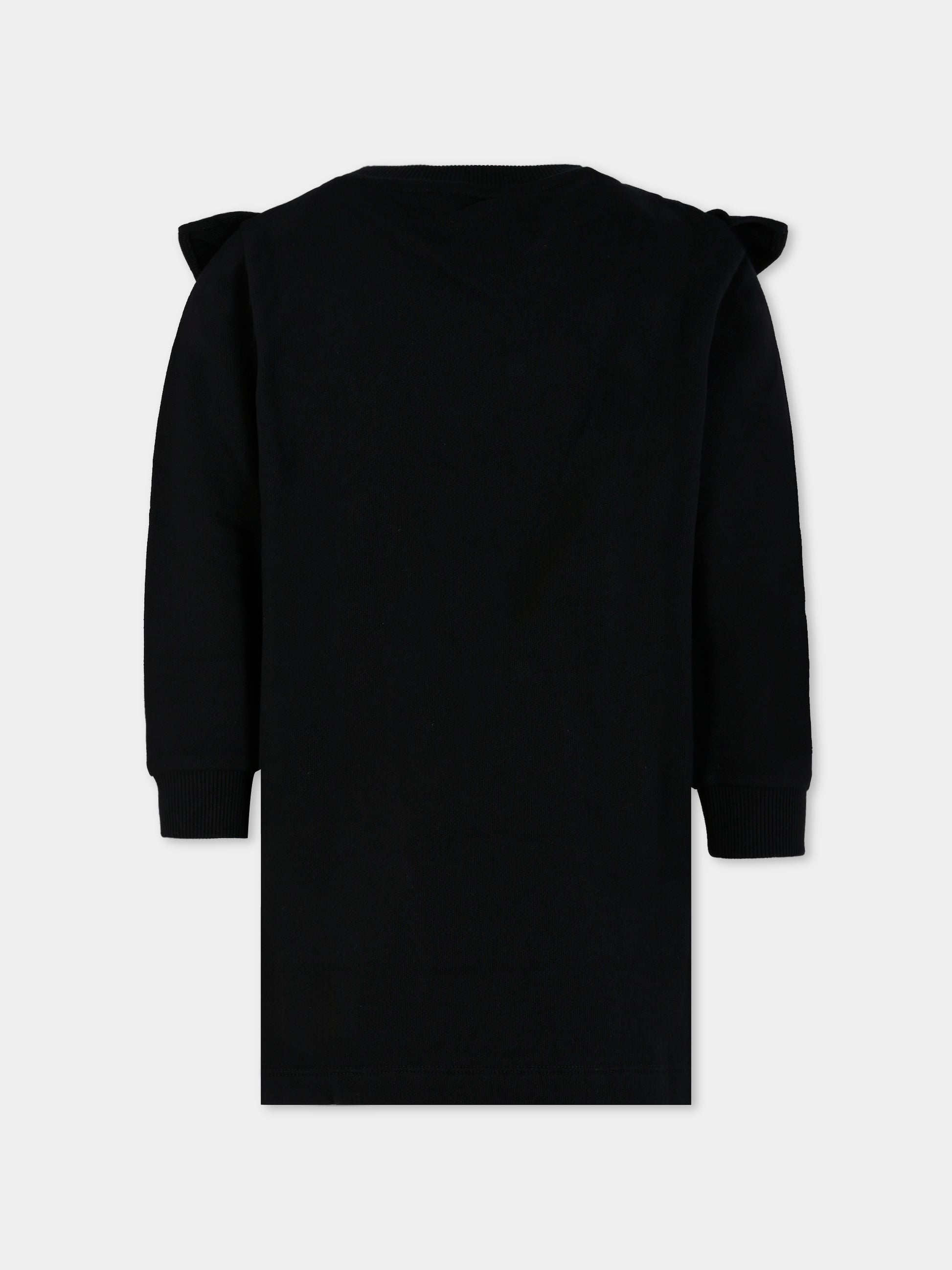 Vestito nero per bambina con logo,Balmain Kids,BX1A80-Z3183 930OR