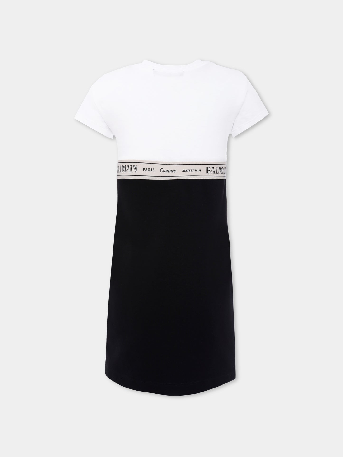 Vestito nero per bambina con logo,Balmain Kids,BX1B91-J0371 930BC