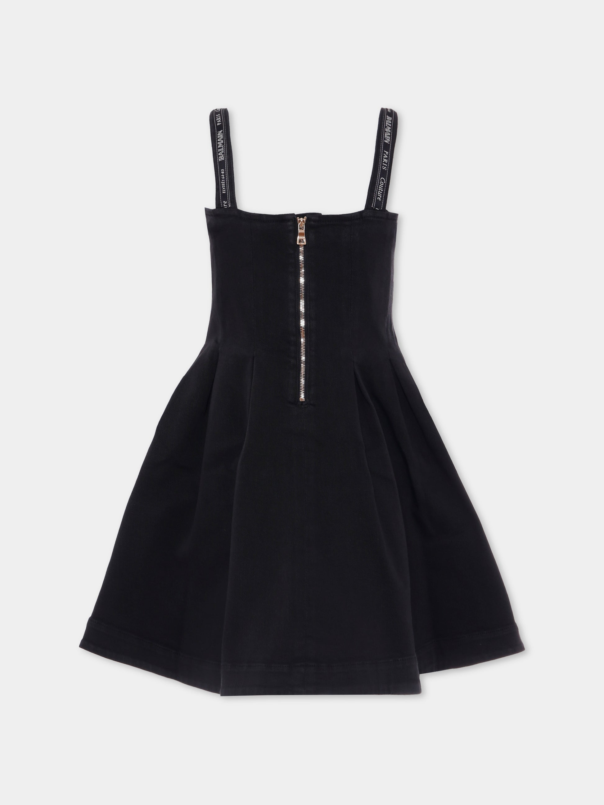 Vestito nero per bambina con logo,Balmain Kids,BX1D12-D0039 930OR