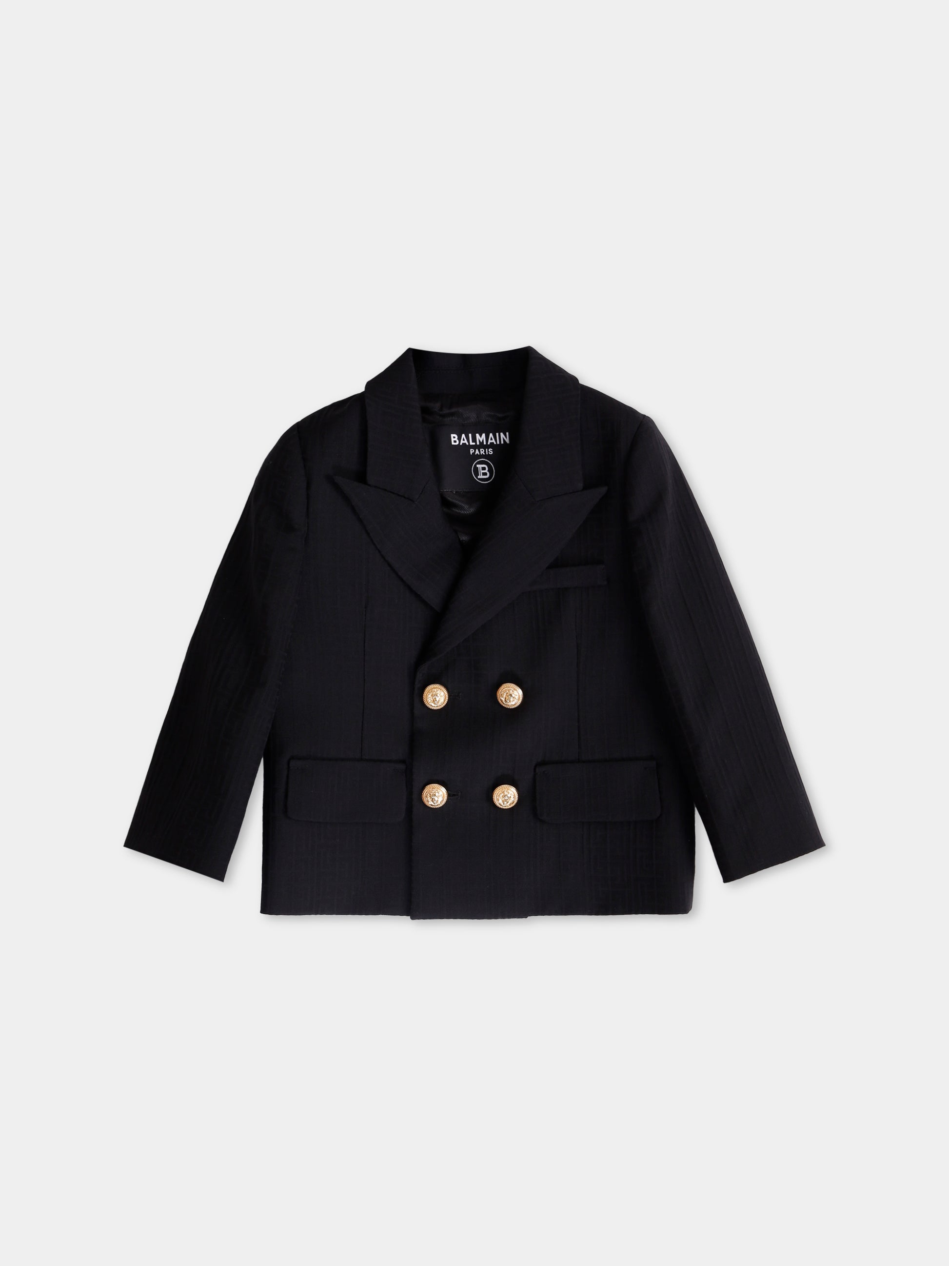 Giacca nera per neonato con iconico labirinto all over,Balmain Kids,BX2514-I0291 930OR