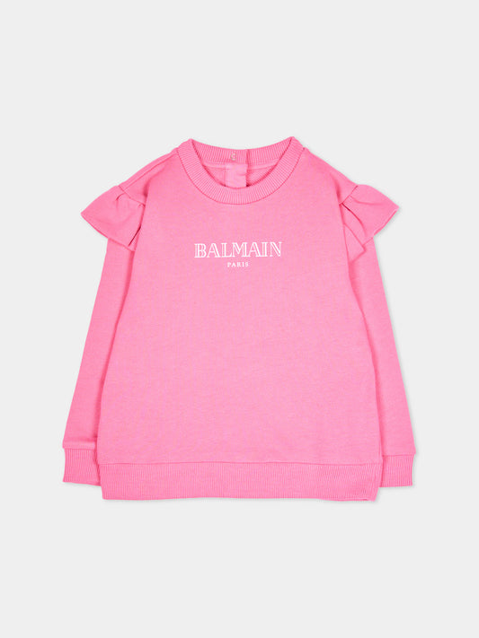 Sweat rose pour bébé fille avec logo
