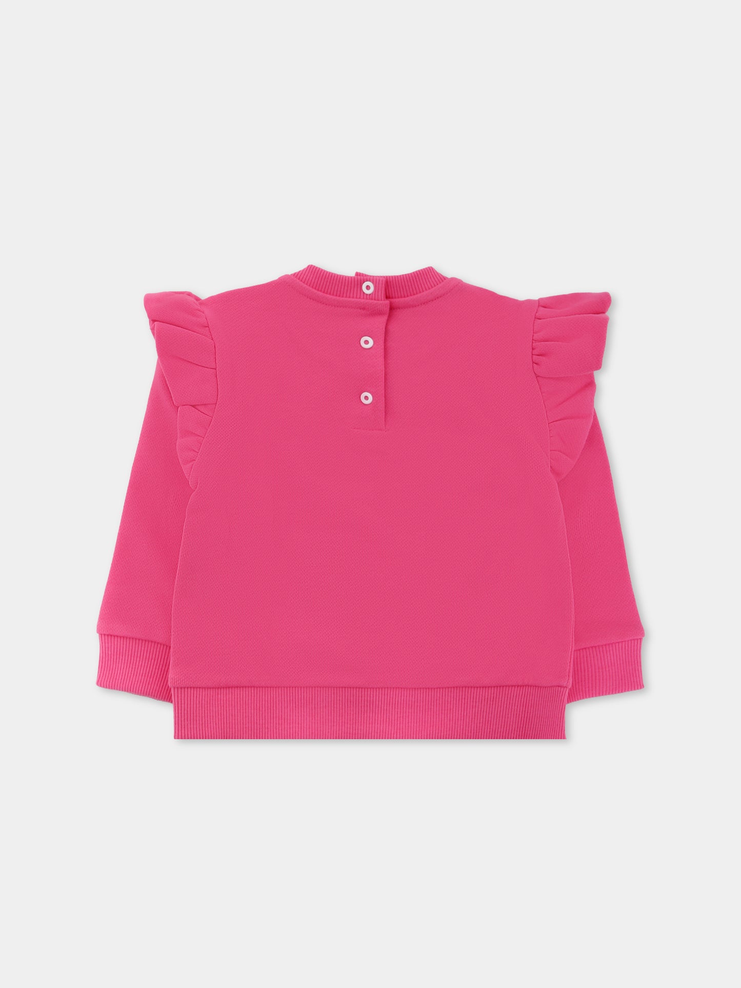 Felpa rosa per neonata con logo,Balmain Kids,BX4010-Z3183 51PRS