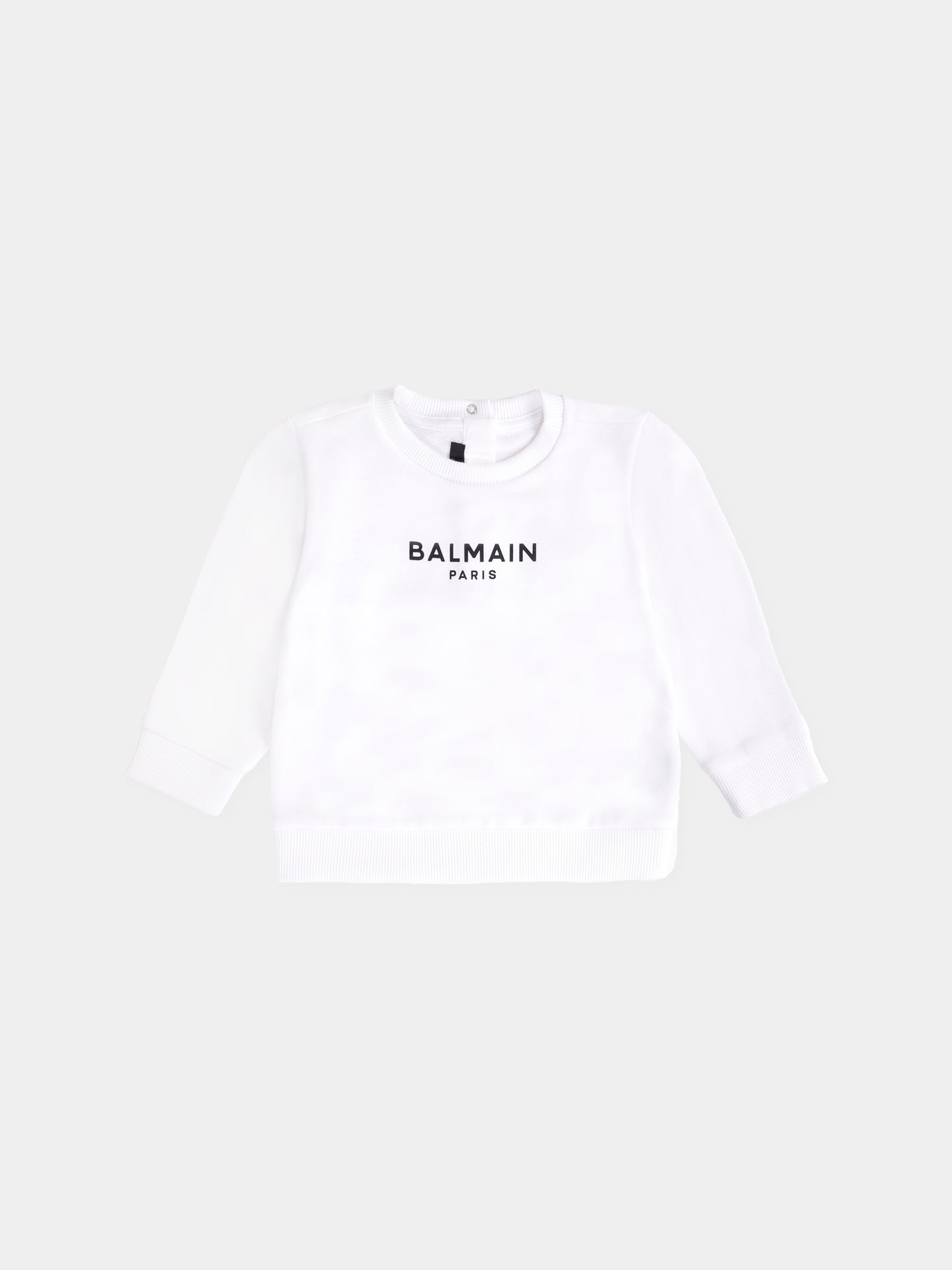 Felpa bianca per neonati con logo,Balmain Kids,BX4500-Z3183 100NE