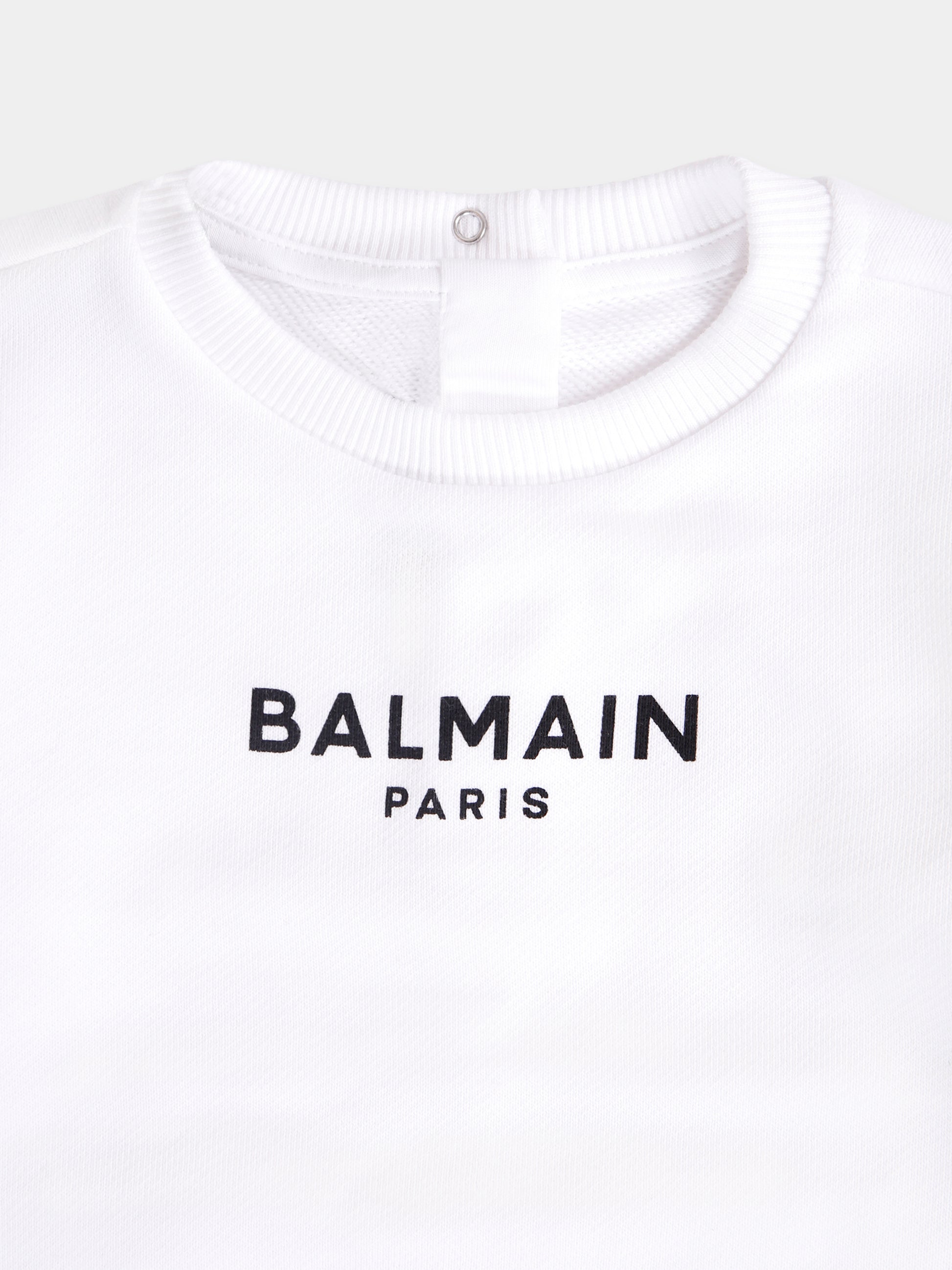 Felpa bianca per neonati con logo,Balmain Kids,BX4500-Z3183 100NE
