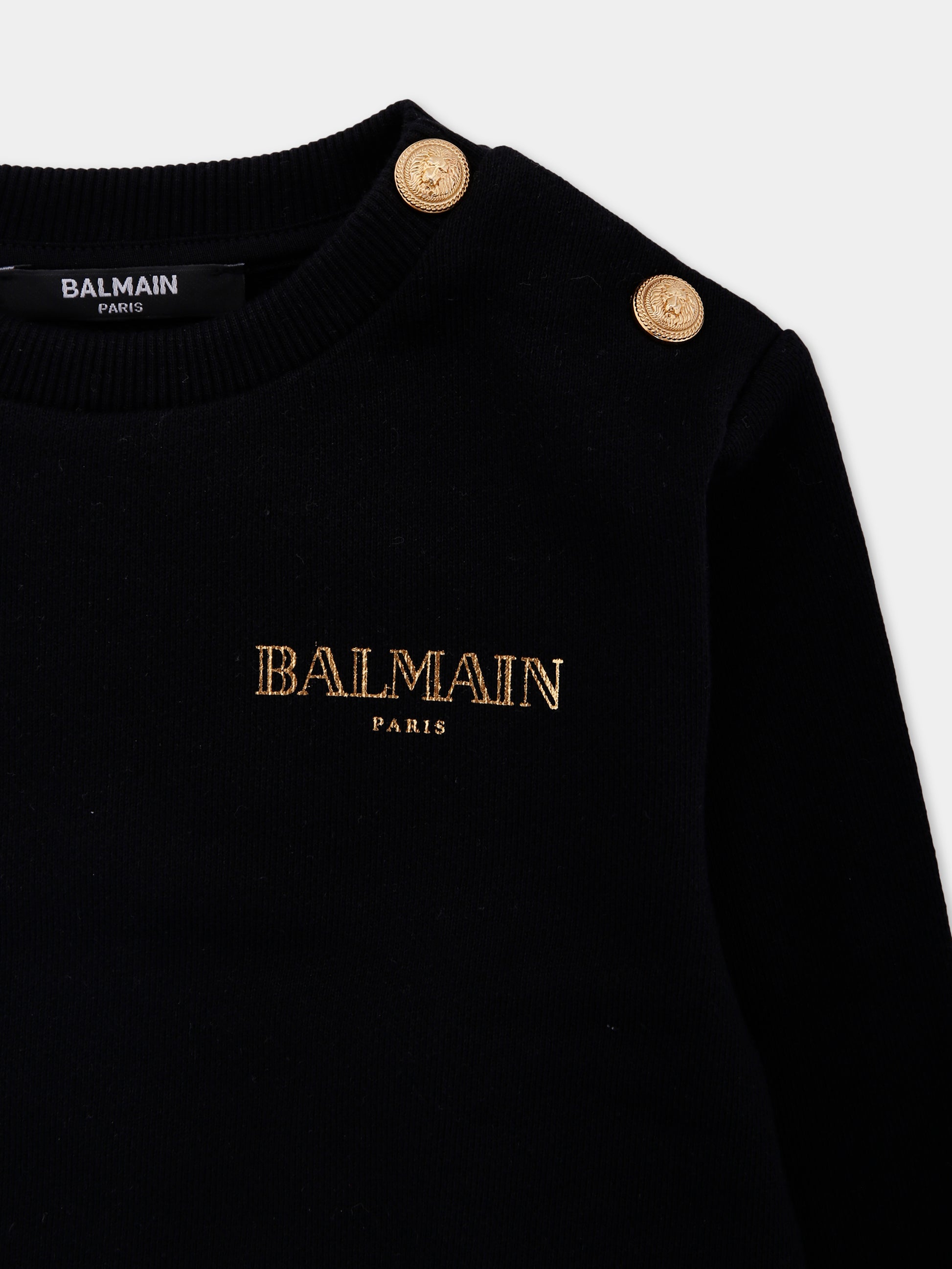 Felpa nera per neonata con logo,Balmain Kids,BX4530-Z3183 930OR