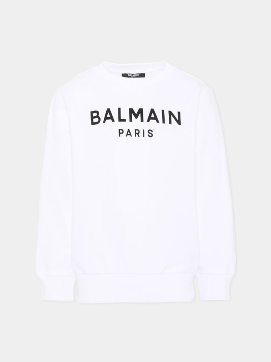 Sweat-shirt blanc pour enfants avec logo