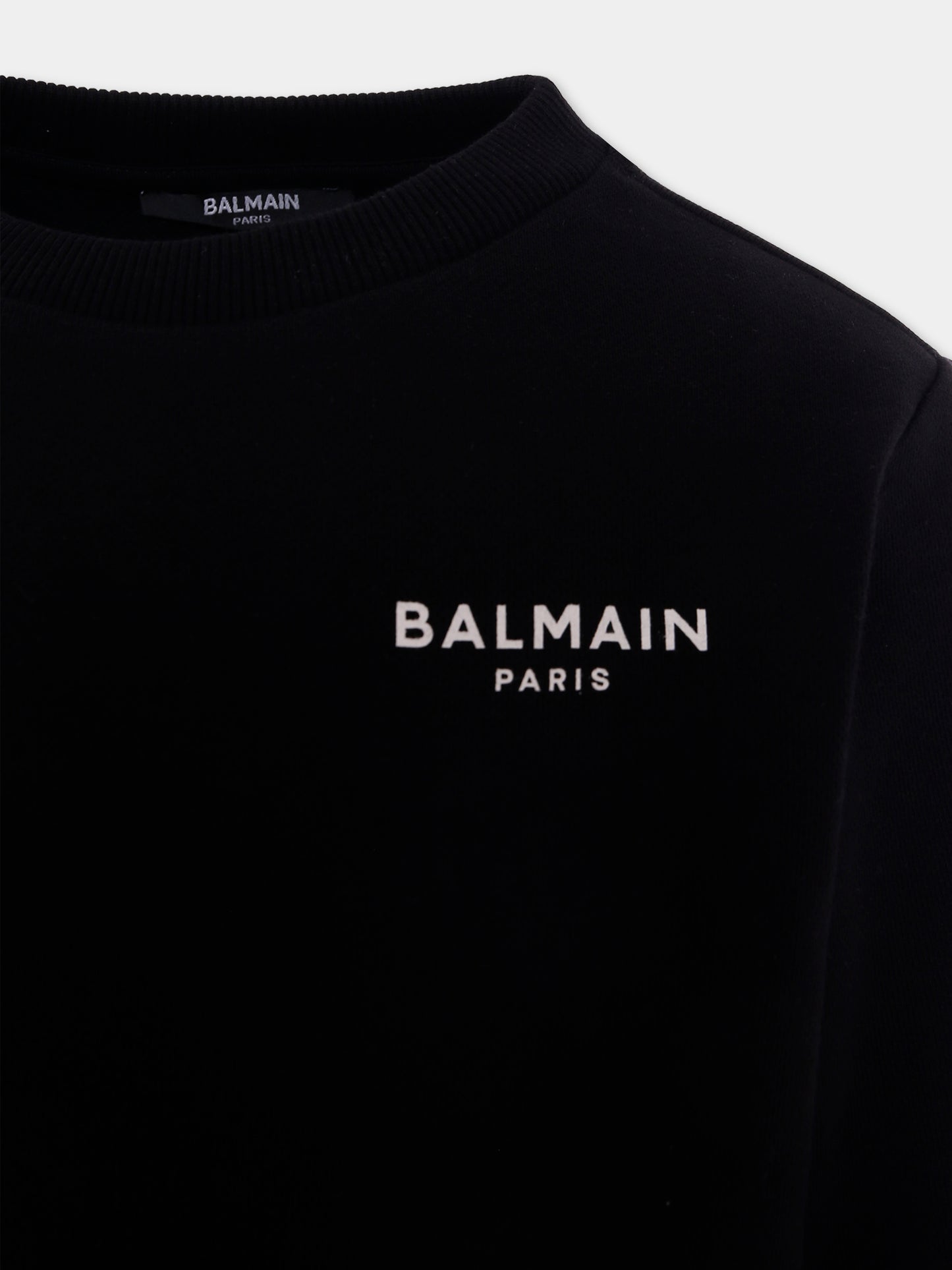 Felpa nera per bambini con logo,Balmain Kids,BX4P30-Z3183 930BC