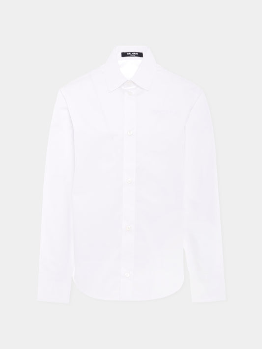 Camicia bianca per bambino con logo,Balmain Kids,BX5P00-P0536 100BC