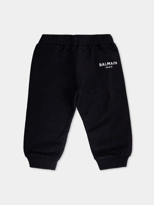 Pantaloni neri per neonati con logo,Balmain Kids,BX6500-Z3183 930BC
