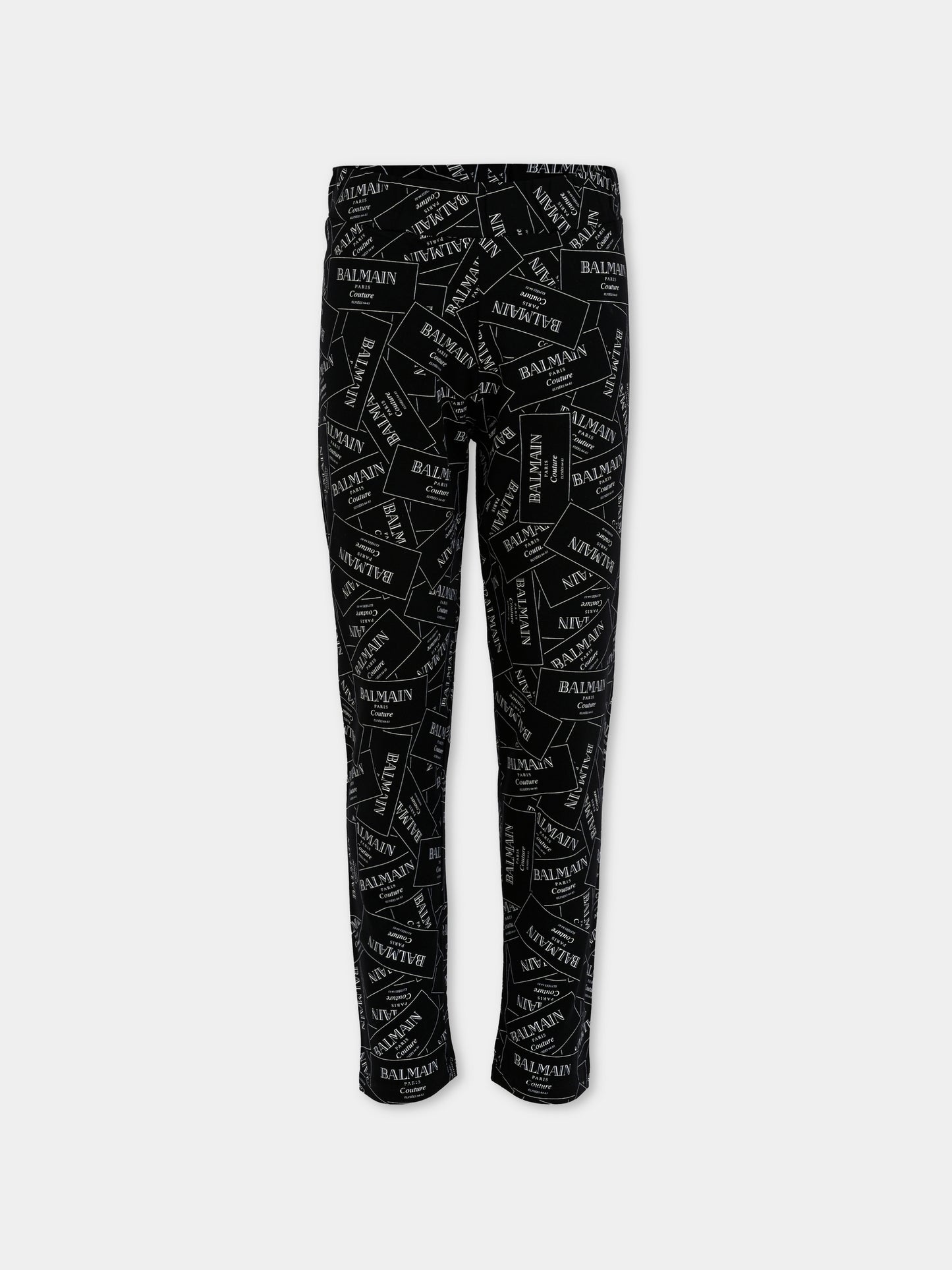 Leggings neri per bambina con logo,Balmain Kids,BX6C00-Z3332 930BC