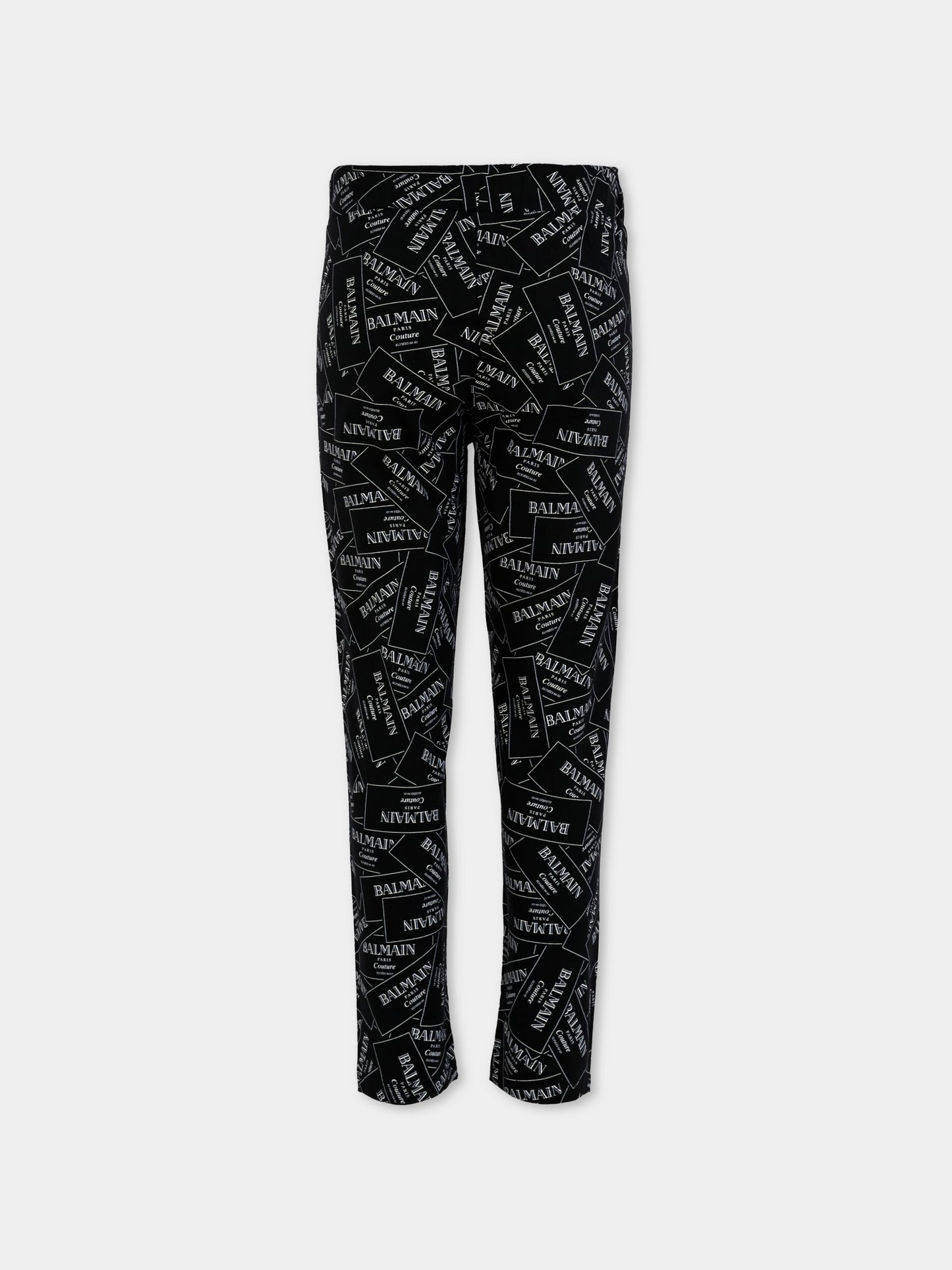 Leggings neri per bambina con logo,Balmain Kids,BX6C00-Z3332 930BC