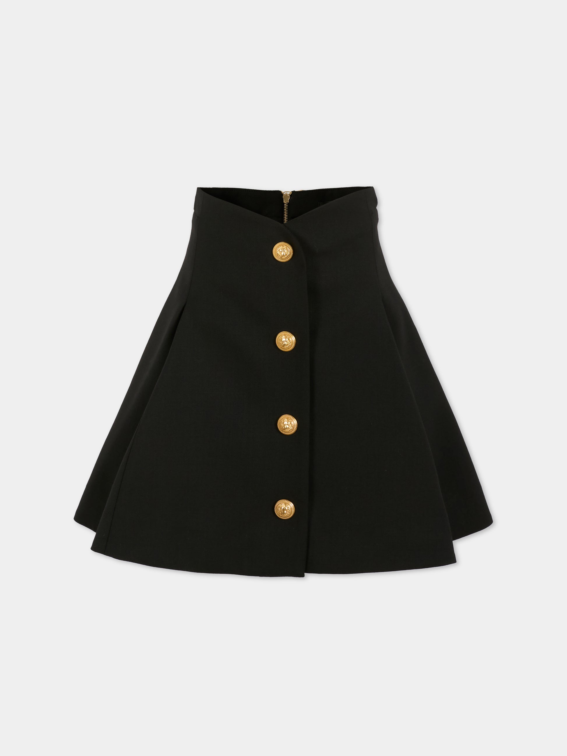 Gonna nera per bambina con bottoni,Balmain Kids,BX7A01-I0196 930OR