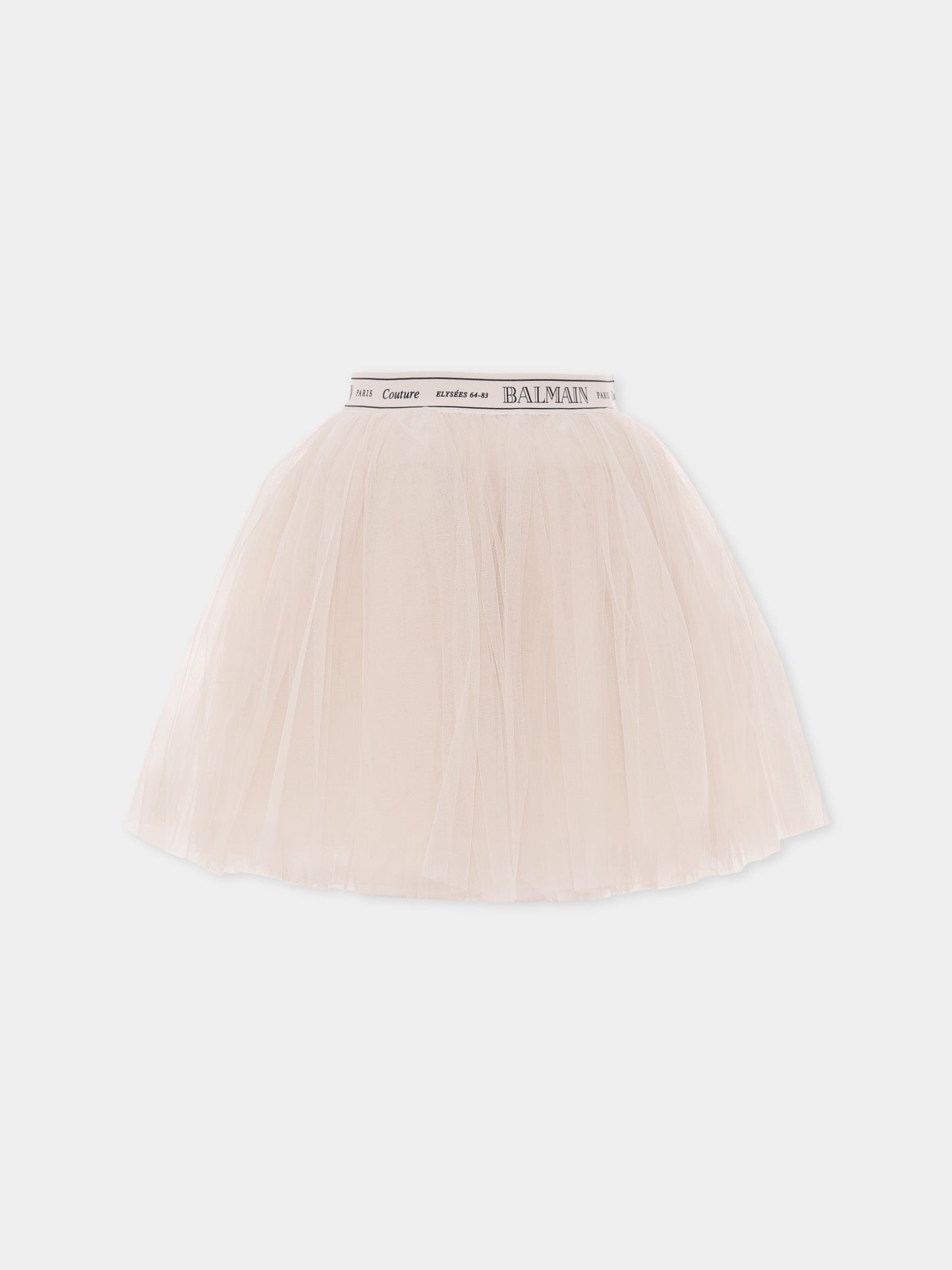 Gonna beige per bambina con logo,Balmain Kids,BX7A41-T0002 109NE