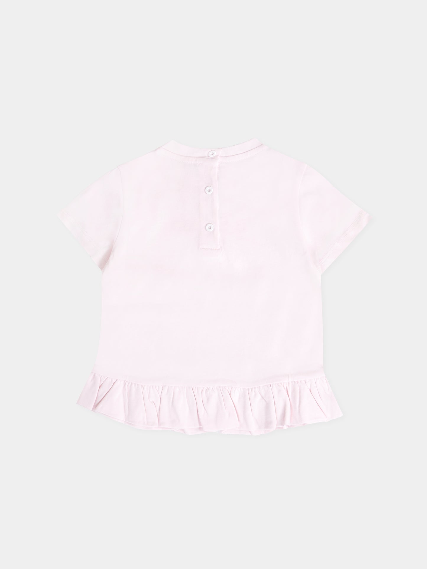 T-shirt rosa per neonata con logo,Balmain Kids,BX8011-Z3186 500FU