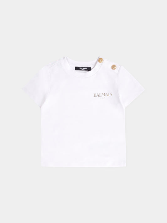 T-shirt bianca per neonata con logo,Balmain Kids,BX8521-Z3186 100OR