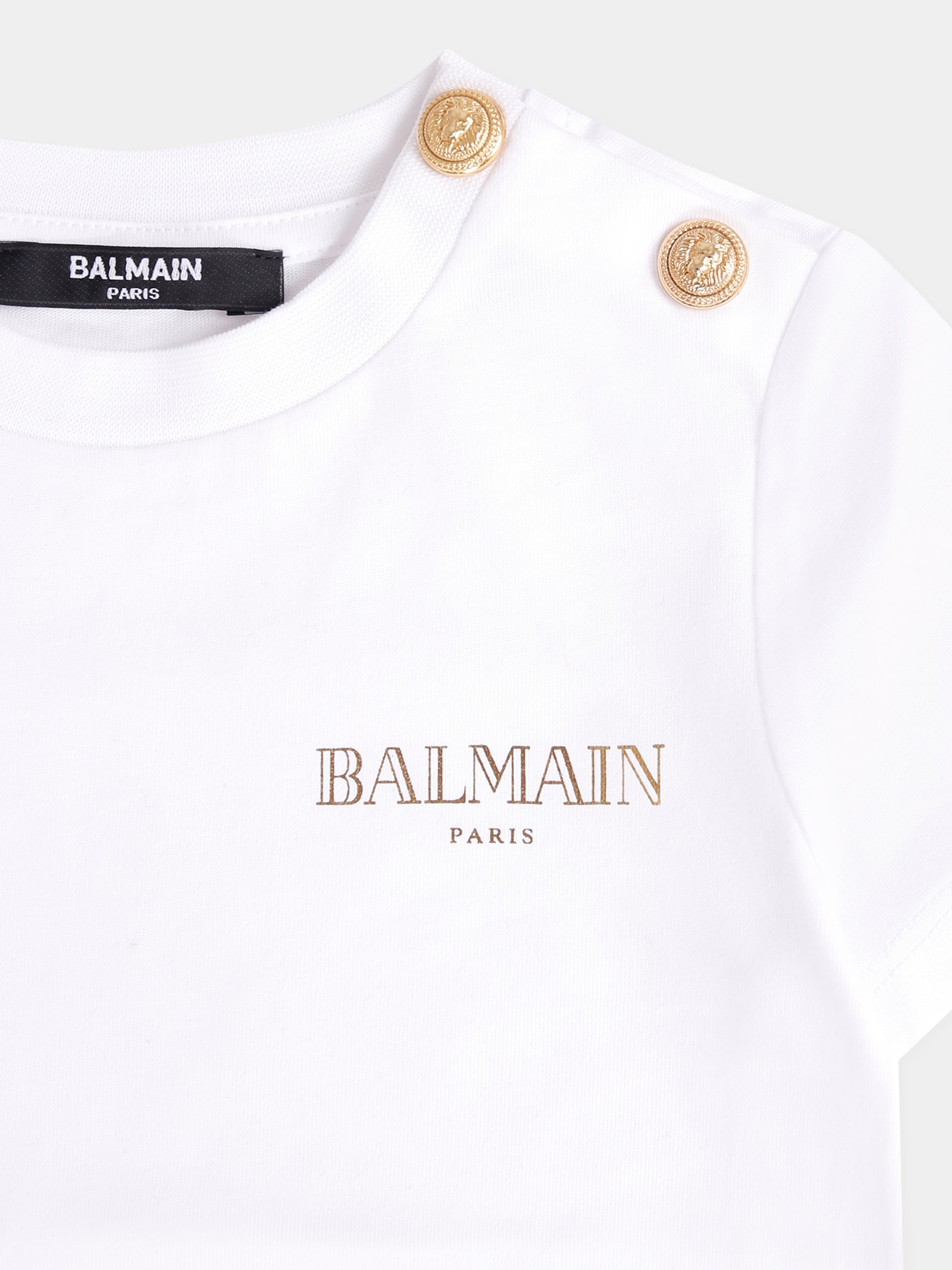T-shirt bianca per neonata con logo,Balmain Kids,BX8521-Z3186 100OR