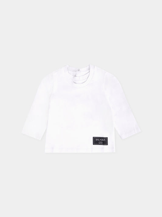 T-shirt bianca per neonati con logo,Balmain Kids,BX8560-Z3186 100NE