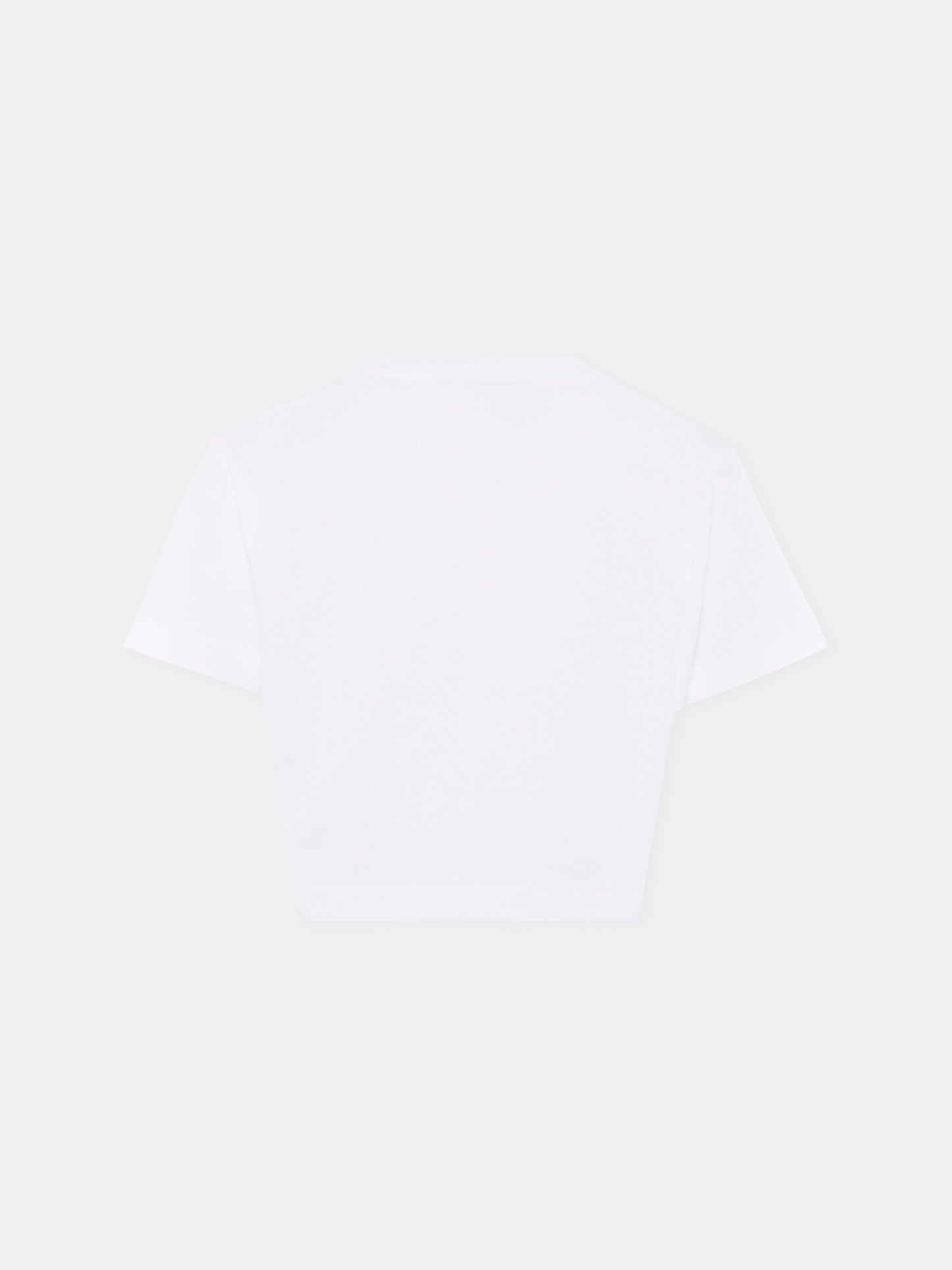 T-shirt crop bianca per bambina con logo,Balmain Kids,BX8A21-Z3186 100NE