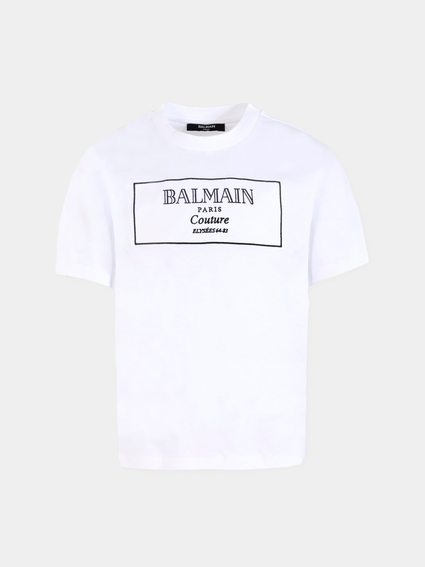 T-shirt bianca per bambini con logo ricamato,Balmain Kids,BX8P51-Z3186 100NE