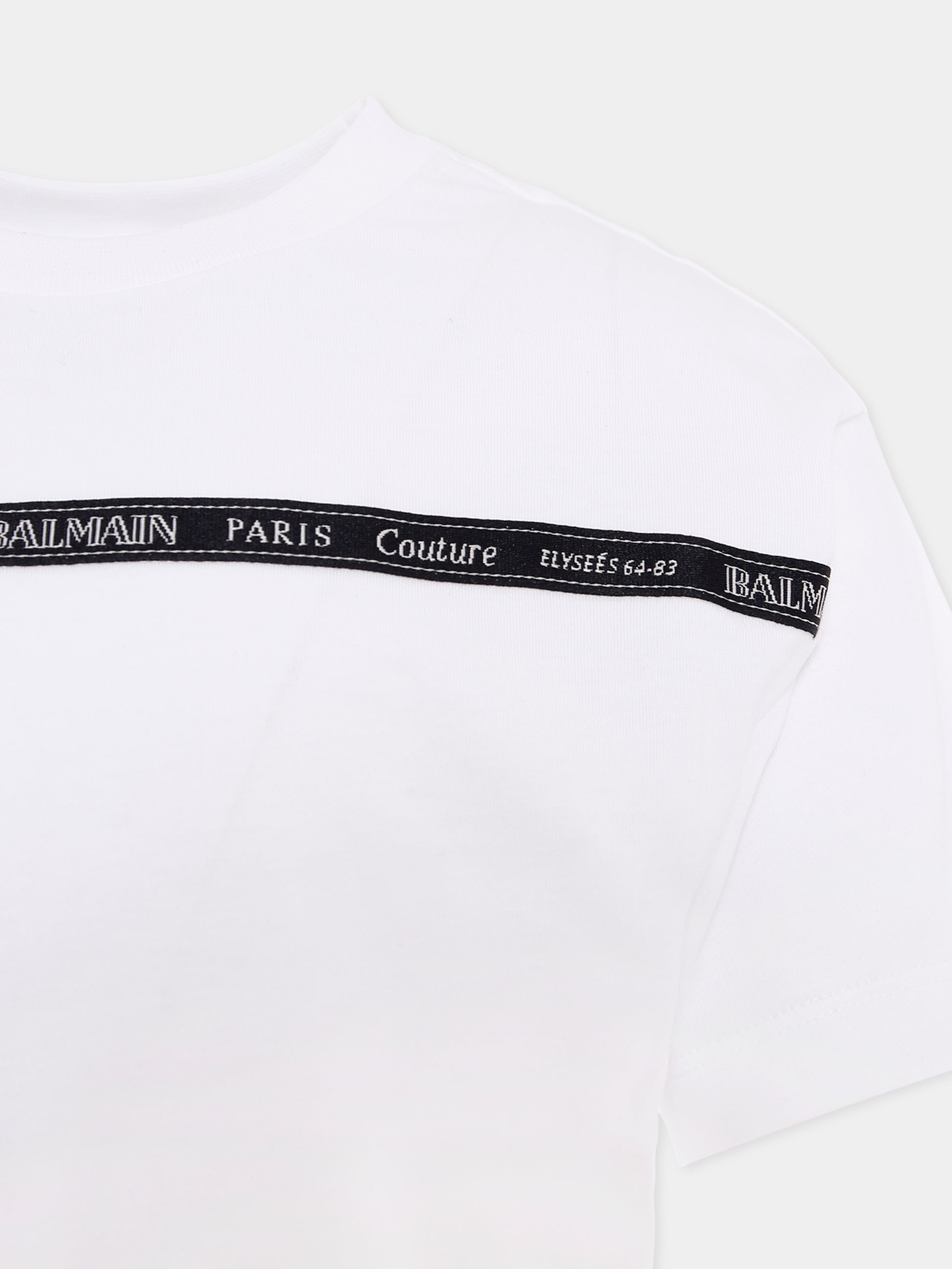 T-shirt bianca per bambini con logo,Balmain Kids,BX8P71-Z3186 100NE