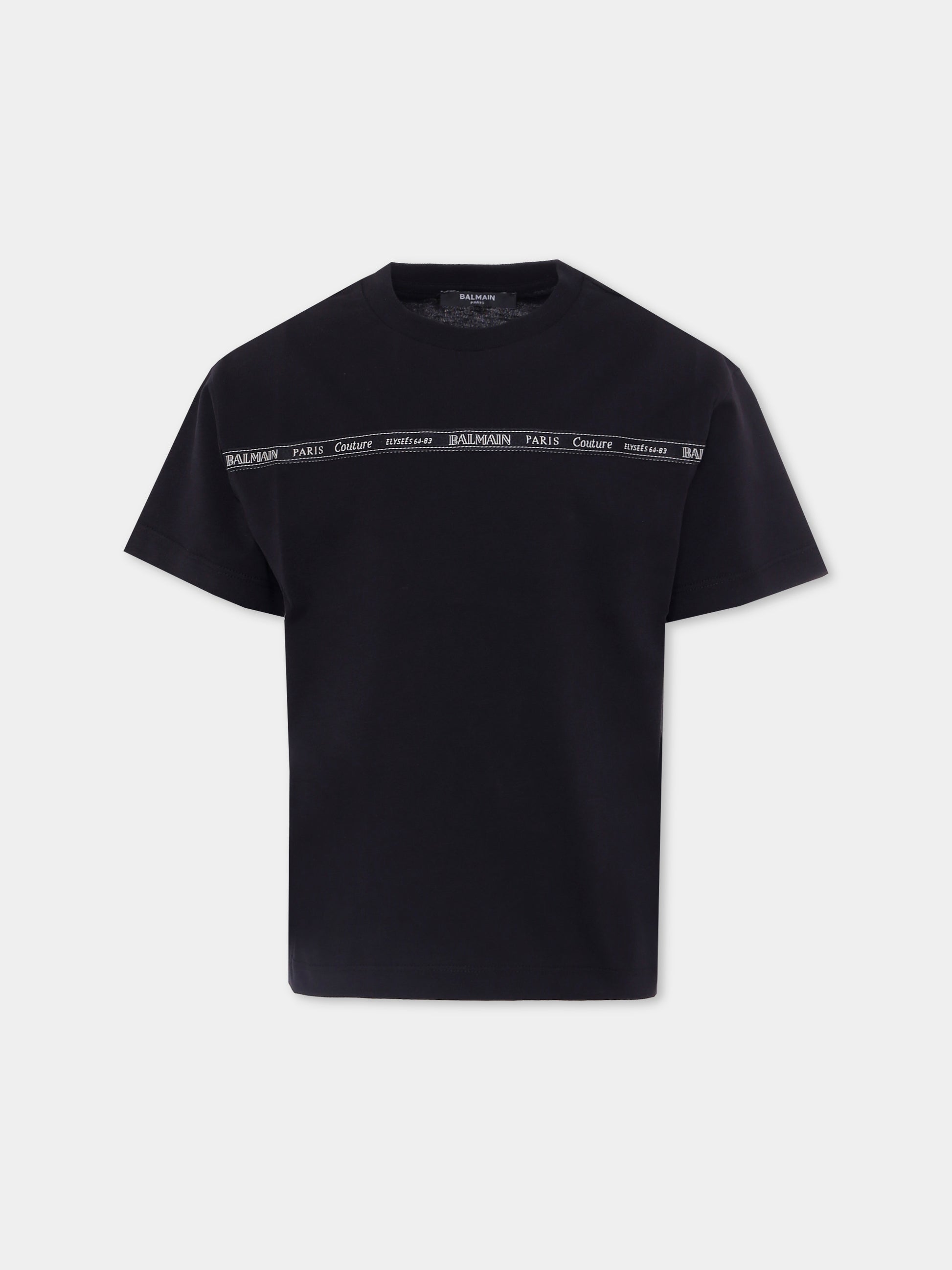 T-shirt nera per bambini con logo,Balmain Kids,BX8P71-Z3186 930NE