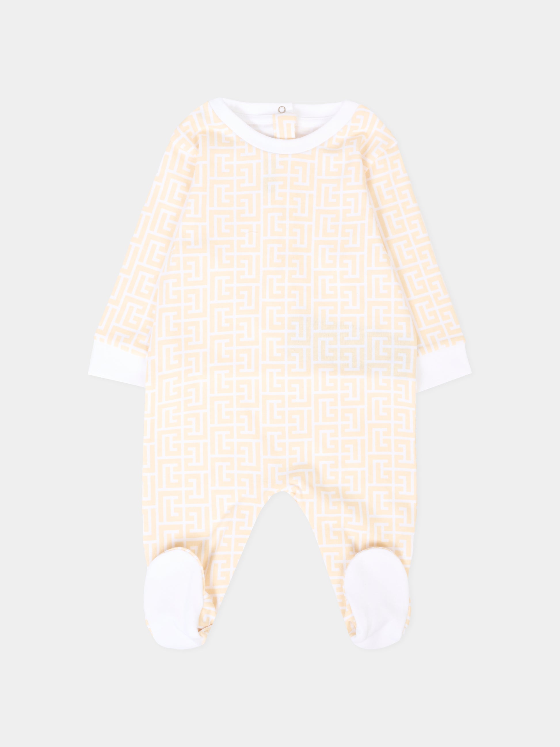 Set tutina beige per neonati con iconico labirinto,Balmain Kids,BXB51A-Z3503 109BC