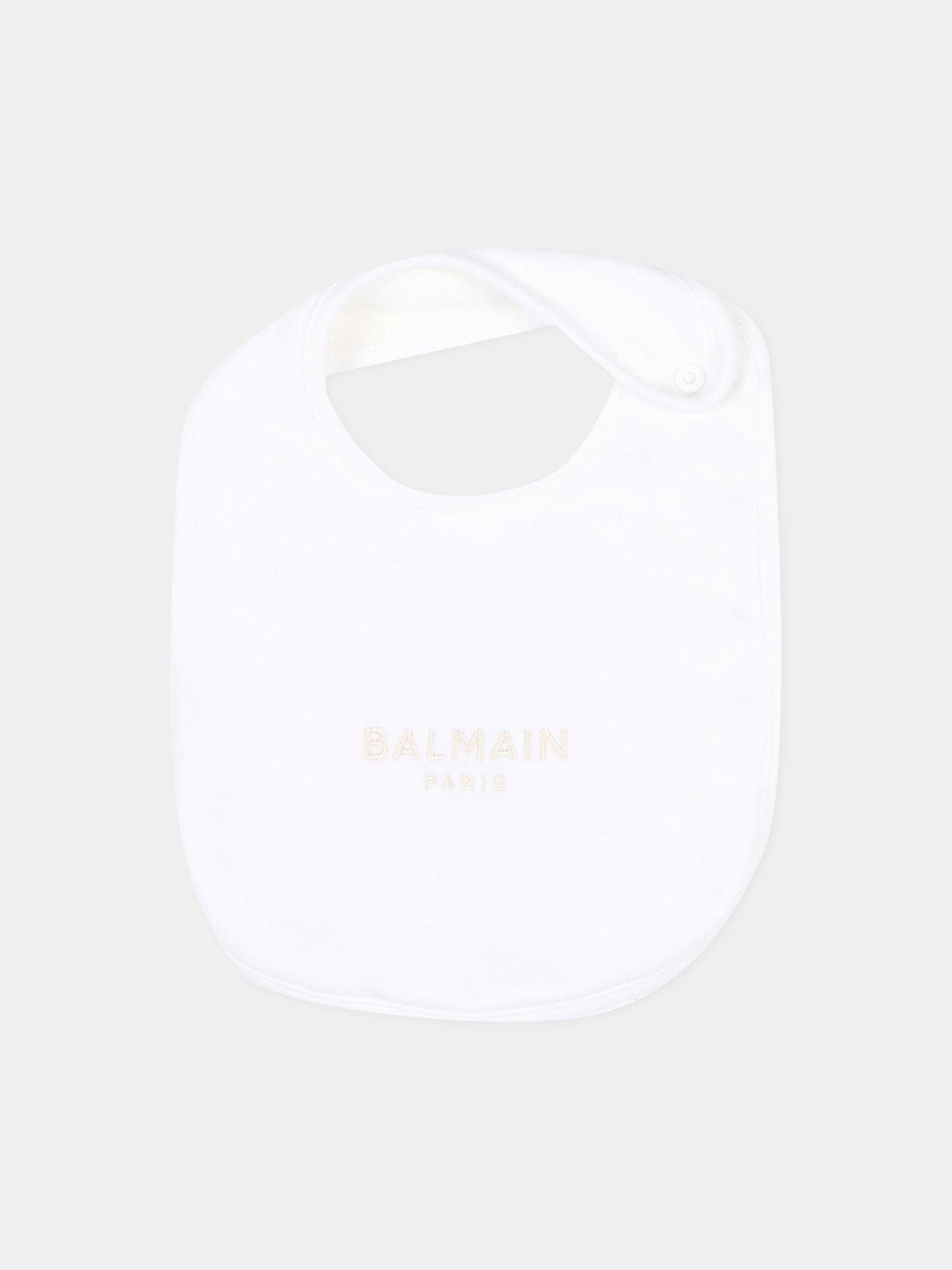 Bavaglini beige per neonati con logo,Balmain Kids,BXB53A Z2411 109BC