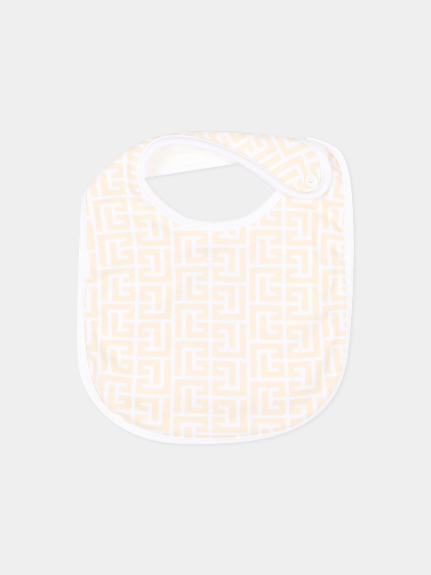 Bavaglini beige per neonati con logo,Balmain Kids,BXB53A Z2411 109BC