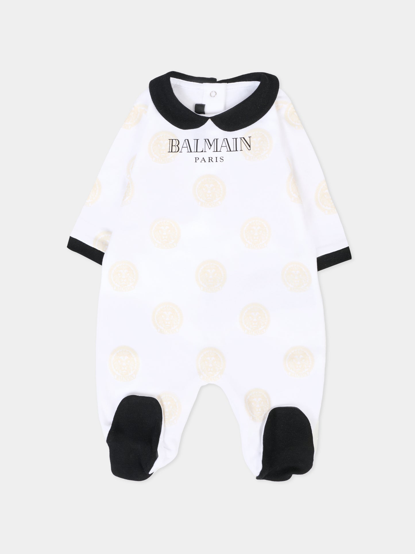 Set tutina bianco per neonati con logo e leone,Balmain Kids,BXB60A-Z3383 100NE