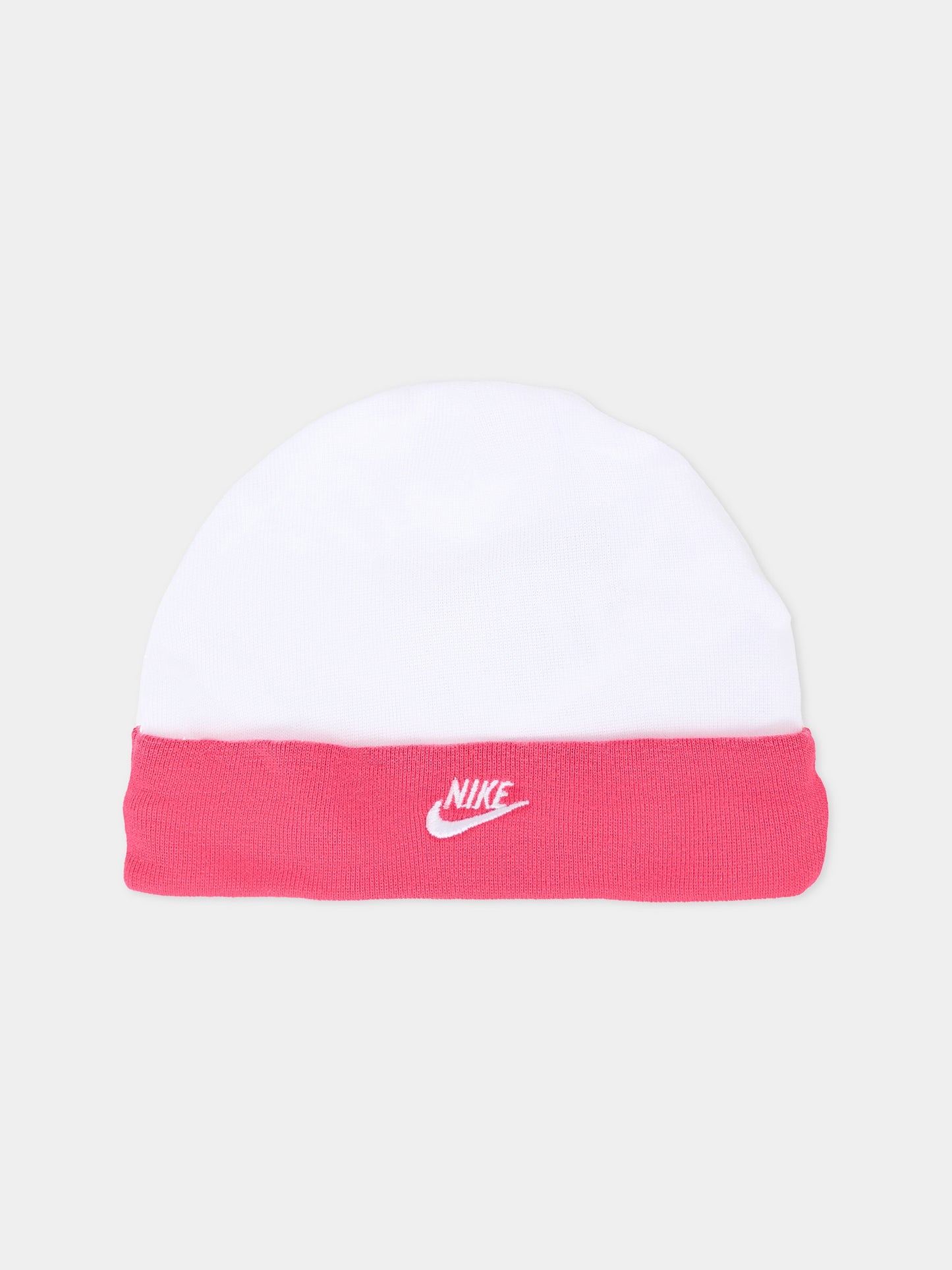 Set bianco per neonata con logo e Swoosh fucsia,Nike,LN0134 A9P