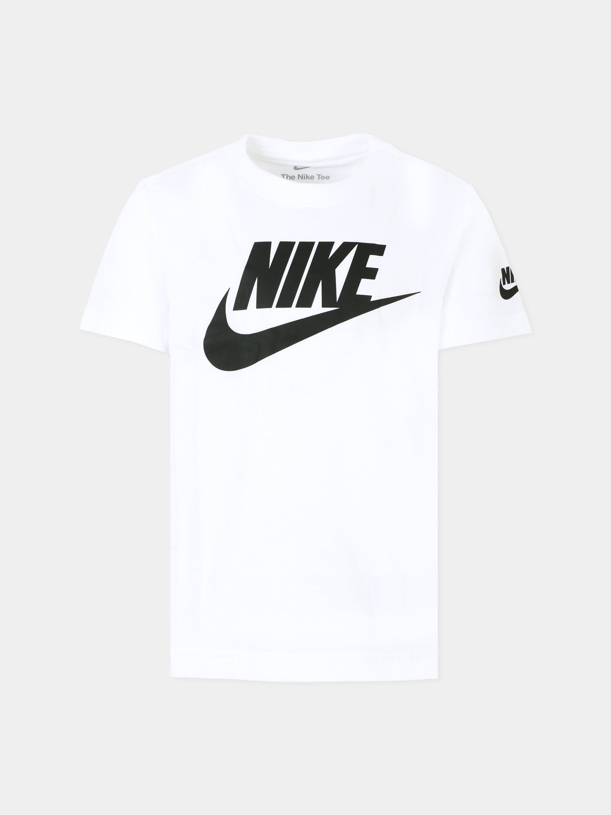 T-shirt bianca per bambini con logo nero,Nike,86J575 001