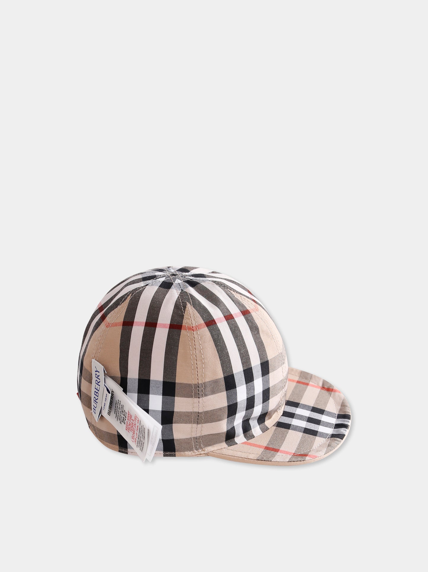 Cappello reversibile beige per neonati con check vintage,Burberry Kids,8089430 B9368