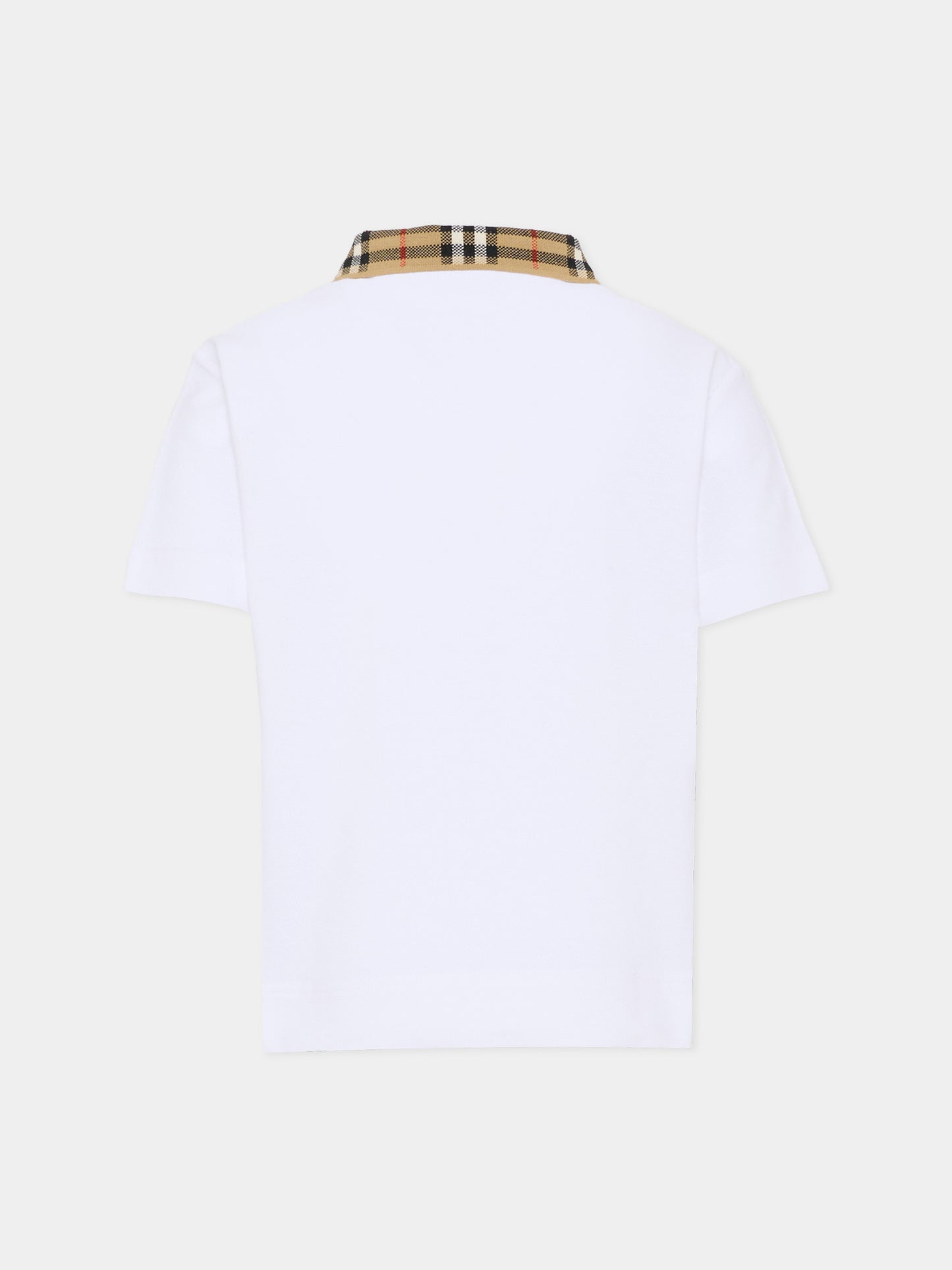 Polo bianca per bambino con check vintage,Burberry Kids,8105571 A1464