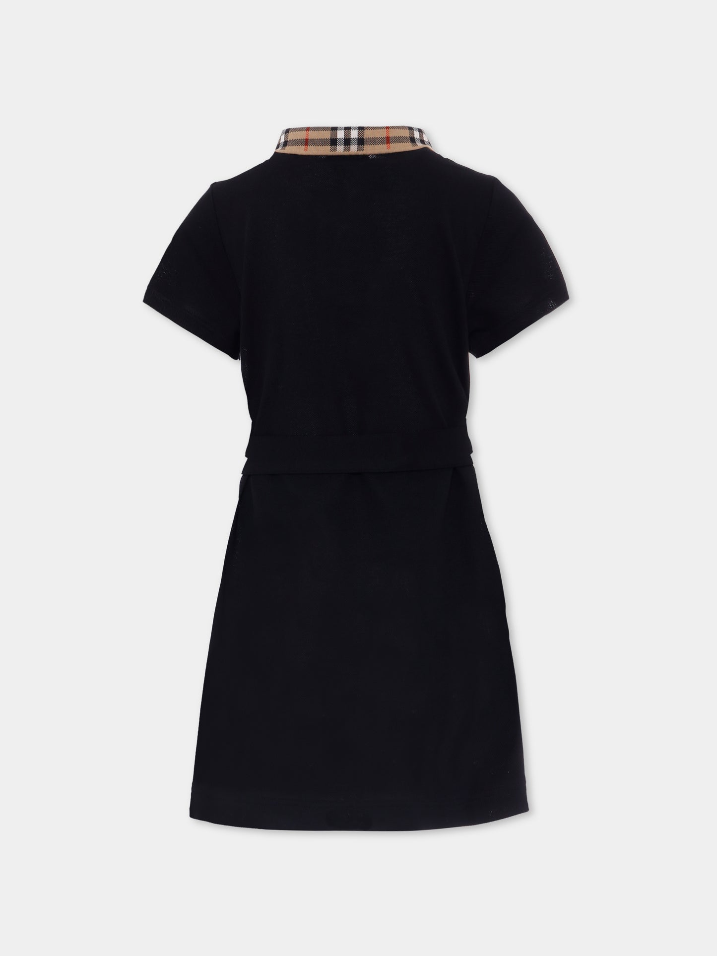 Vestito nero per bambina con check vintage,Burberry Kids,8105585 A1189