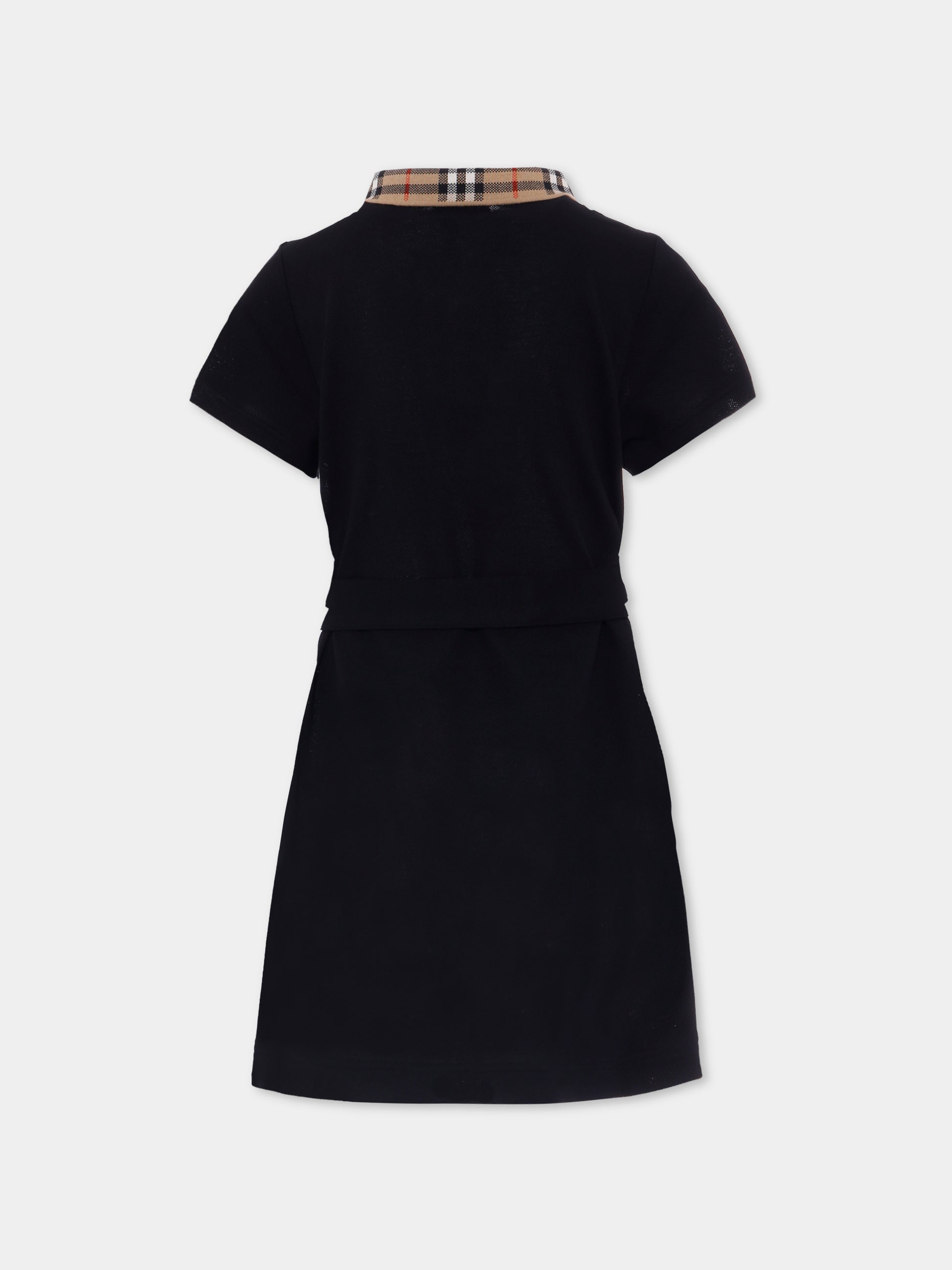 Vestito nero per bambina con check vintage,Burberry Kids,8105585 A1189