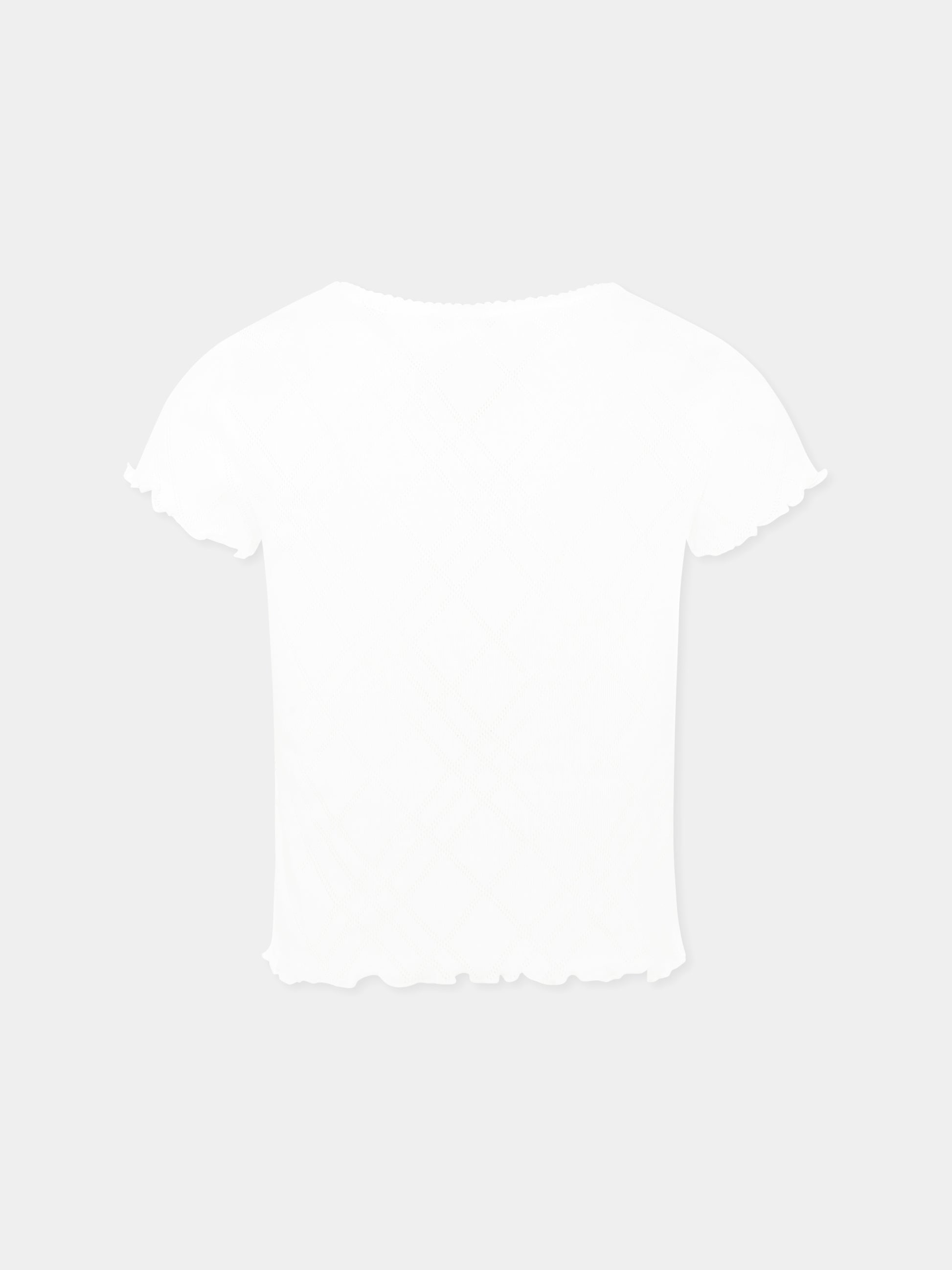 T-shirt bianca per bambina con orsetto e logo,Burberry Kids,8108566 A1464