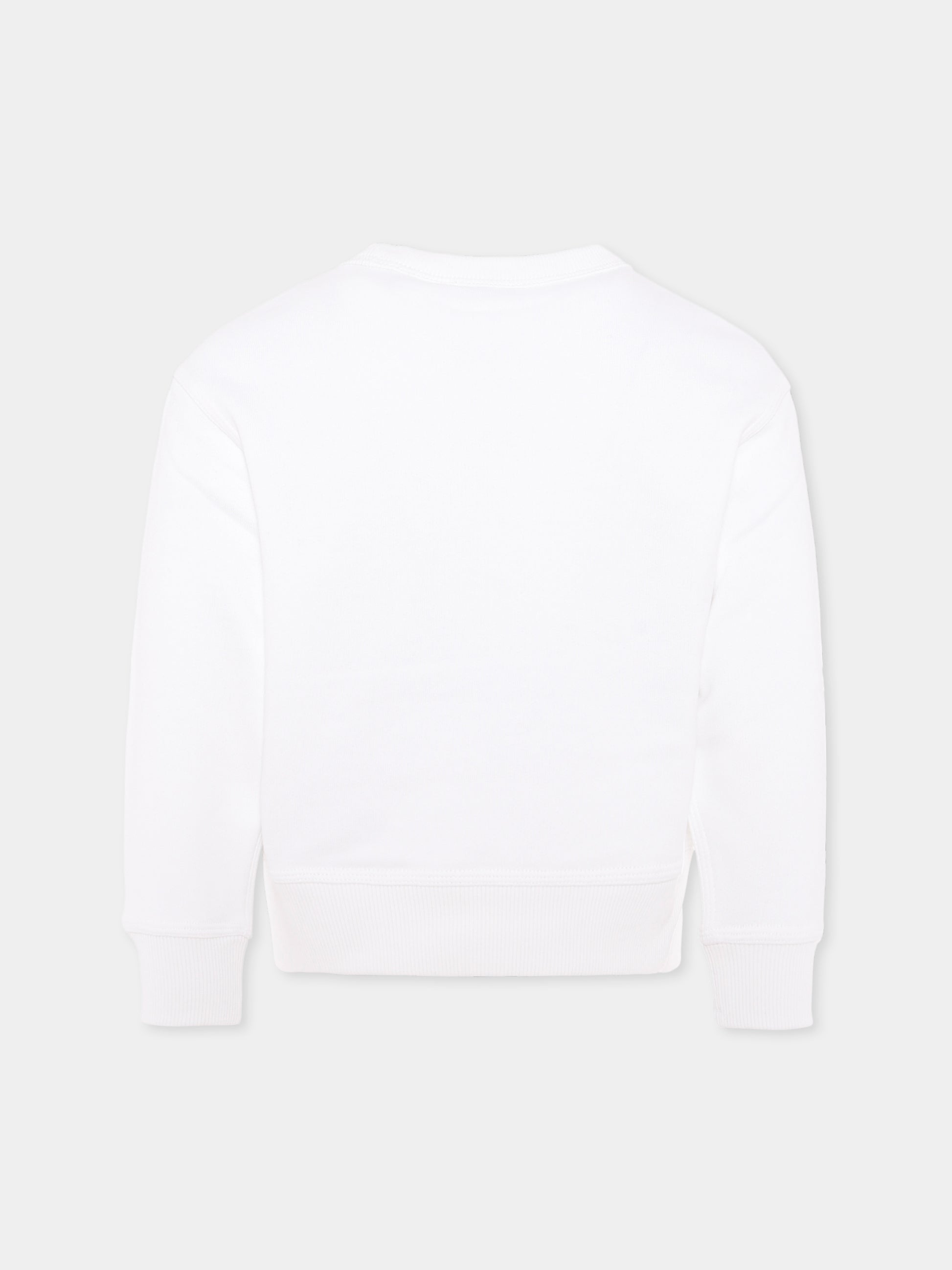 Felpa bianca per bambina con orsetto e logo,Burberry Kids,8108468 A1464